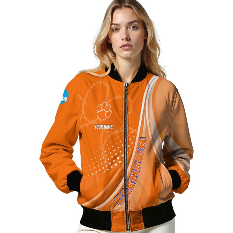 customized clemson tigers wave patterns orange jacket latest model