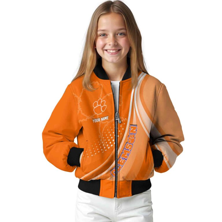 customized clemson tigers wave patterns orange jacket top rated