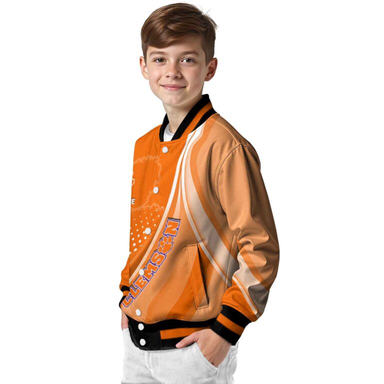 customized clemson tigers wave patterns orange jacket trendy
