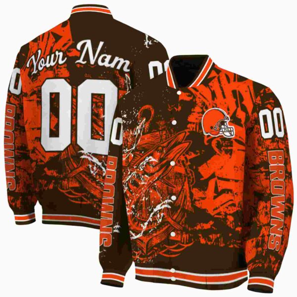 customized cleveland browns fishing art brown jacket fashion forward