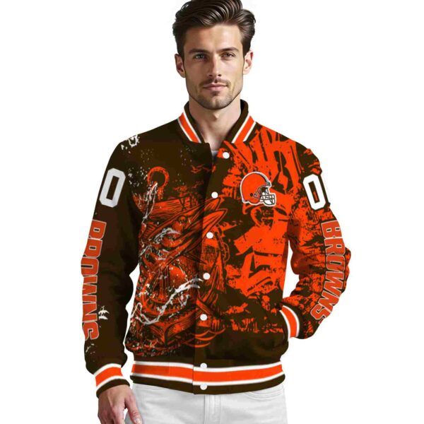 customized cleveland browns fishing art brown jacket high quality