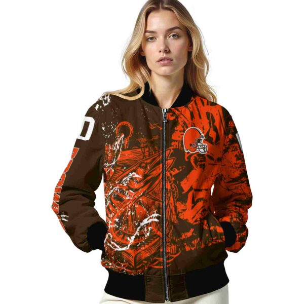 customized cleveland browns fishing art brown jacket latest model