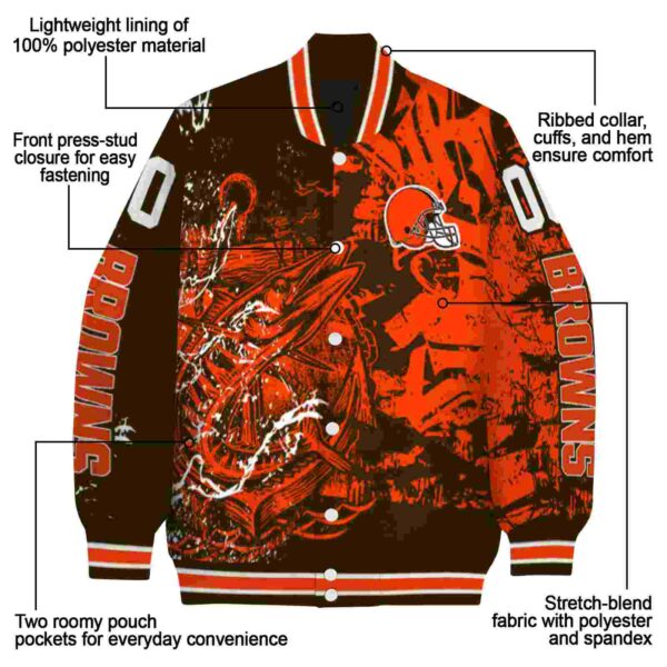 customized cleveland browns fishing art brown jacket new arrival