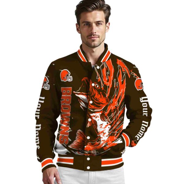 customized cleveland browns fishing passion brown white jacket high quality