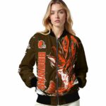 customized cleveland browns fishing passion brown white jacket best selling