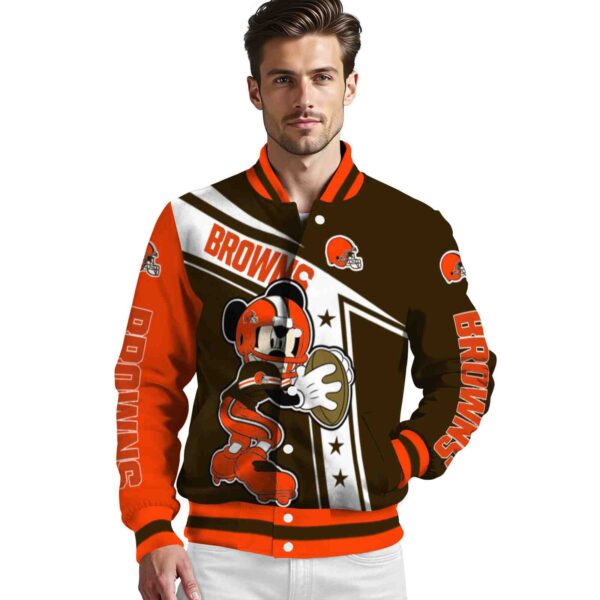 customized cleveland browns mickey football brown white jacket high quality