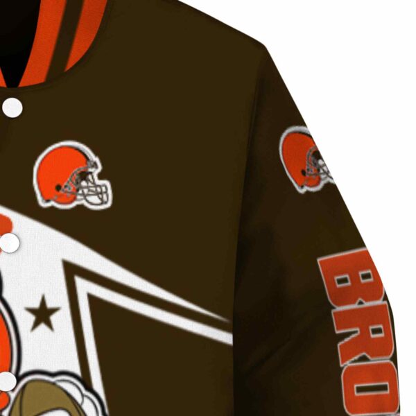 customized cleveland browns mickey football brown white jacket premium grade