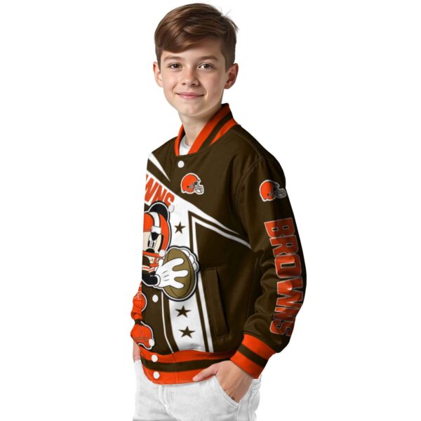 customized cleveland browns mickey football brown white jacket trendy