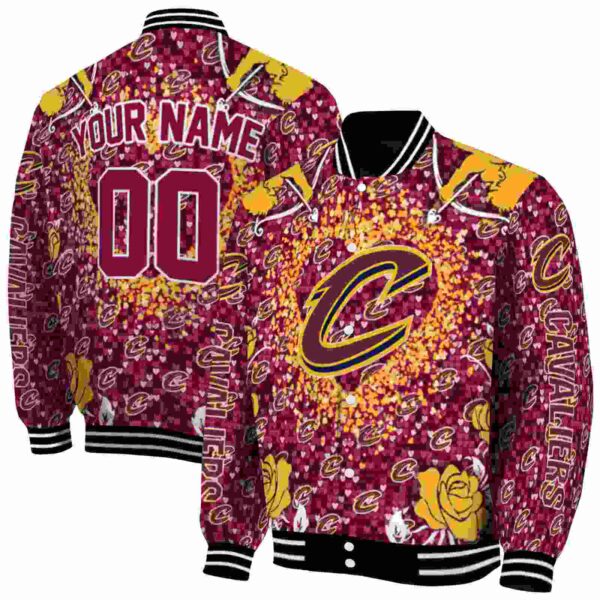 customized cleveland cavaliers heart explosion wine jacket fashion forward