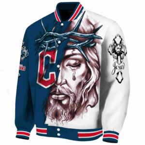 customized cleveland guardians jesus tears navy blue white jacket best selling