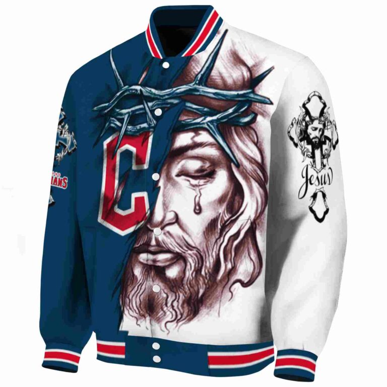 customized cleveland guardians jesus tears navy blue white jacket best selling