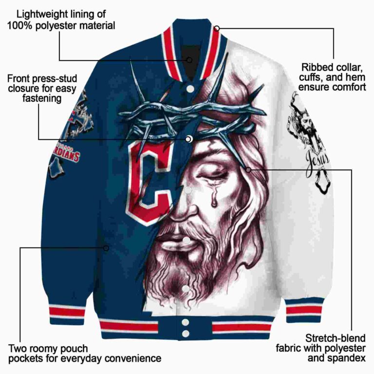 customized cleveland guardians jesus tears navy blue white jacket new arrival