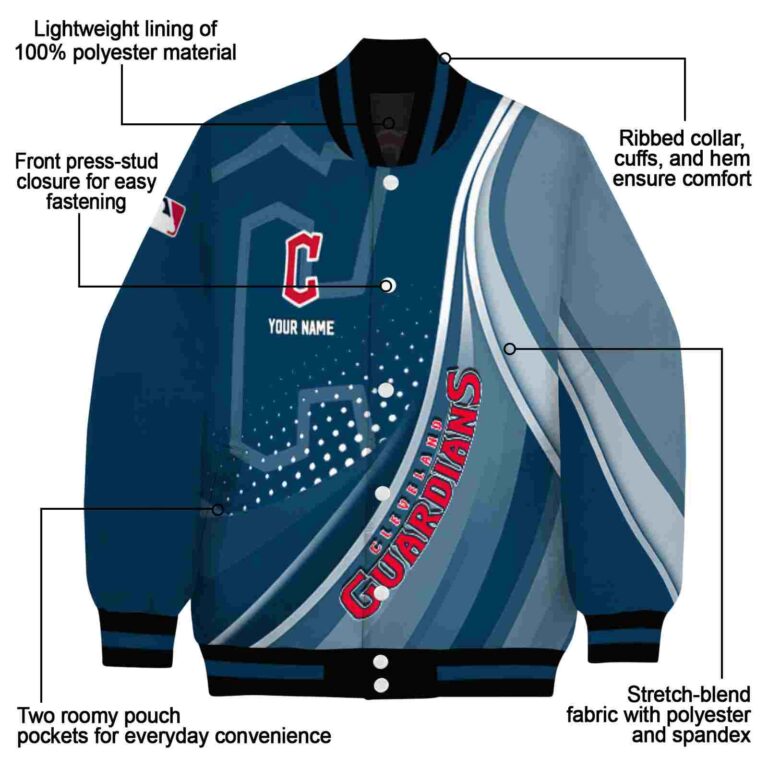 customized cleveland guardians wave patterns navy blue jacket new arrival