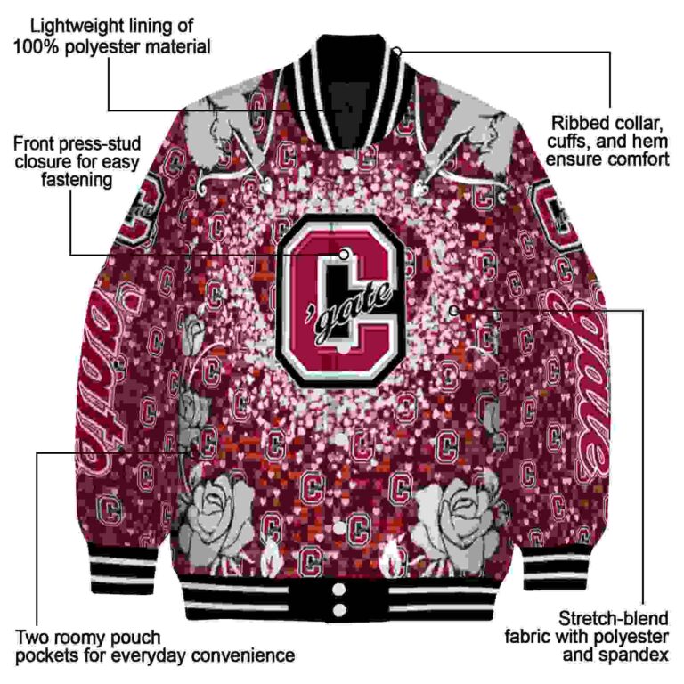 customized colgate raiders heart explosion maroon jacket new arrival