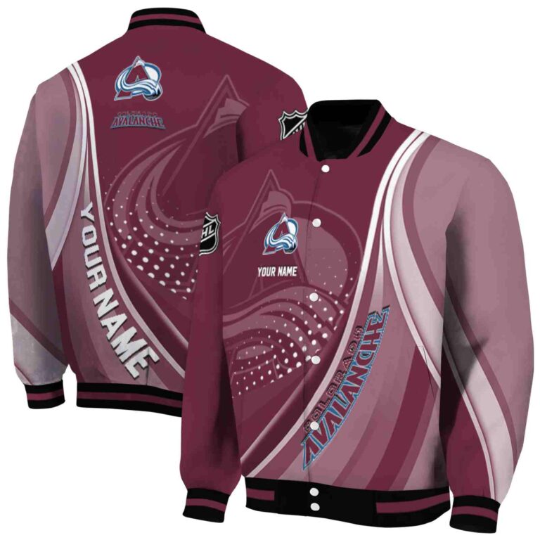 customized colorado avalanche wave patterns burgundy jacket fashion forward
