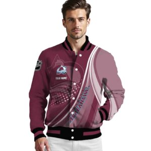 customized colorado avalanche wave patterns burgundy jacket high quality