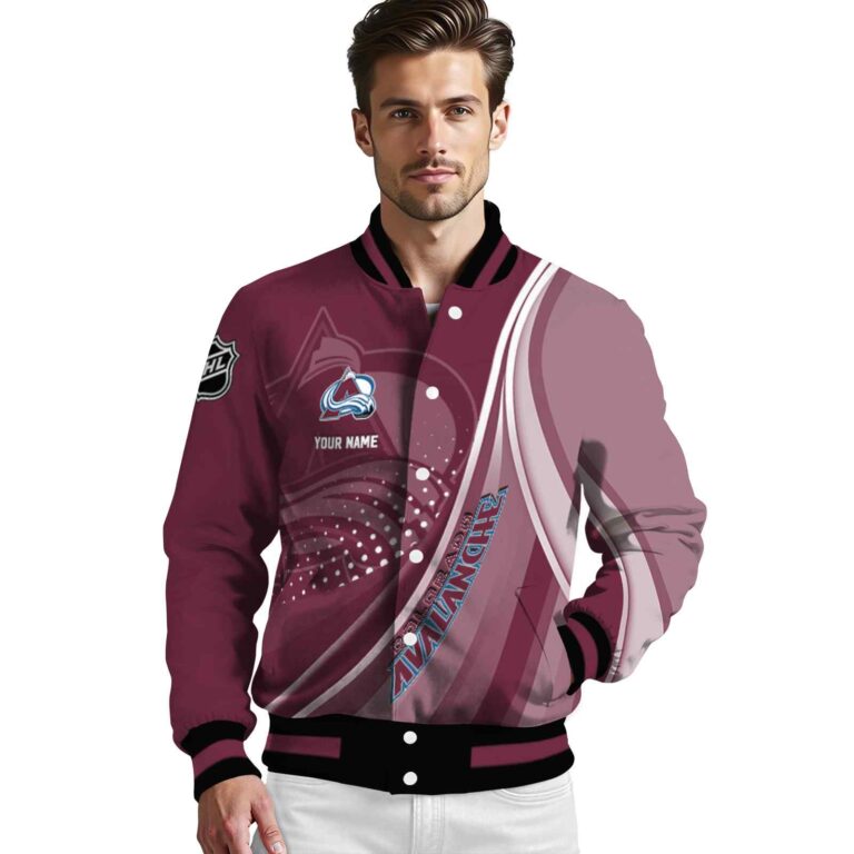 customized colorado avalanche wave patterns burgundy jacket high quality