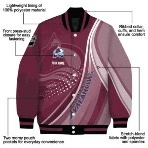 customized colorado avalanche wave patterns burgundy jacket new arrival