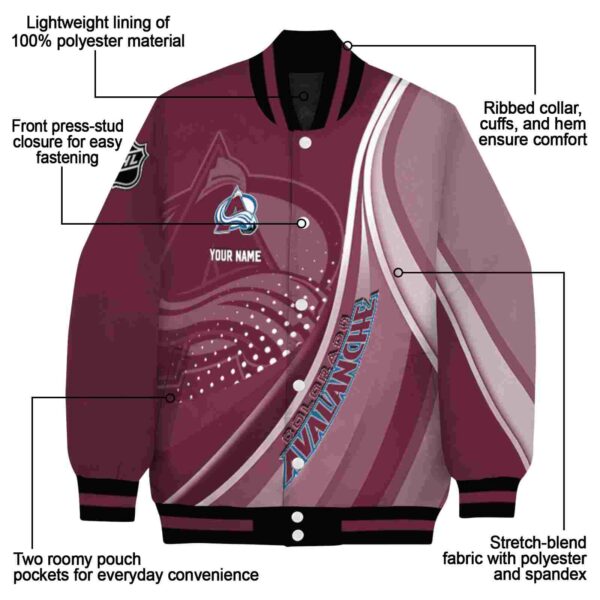 customized colorado avalanche wave patterns burgundy jacket new arrival