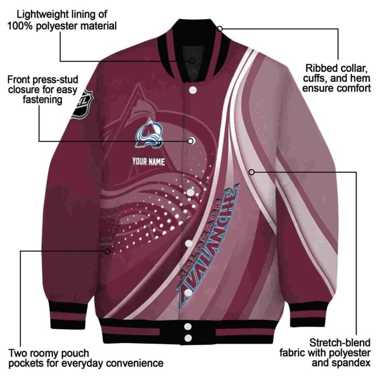 customized colorado avalanche wave patterns burgundy jacket new arrival