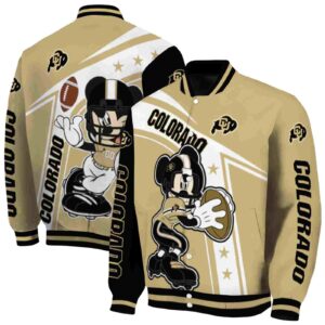 customized colorado buffaloes mickey football gold white jacket fashion forward