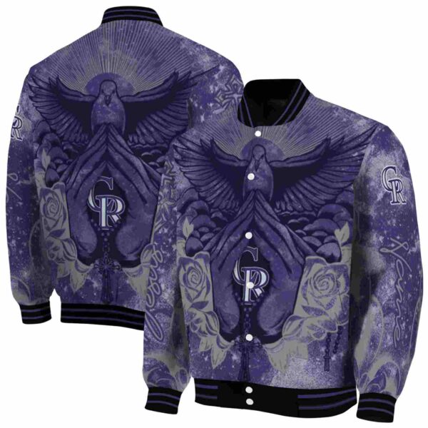 customized colorado rockies praying hands blue jacket fashion forward