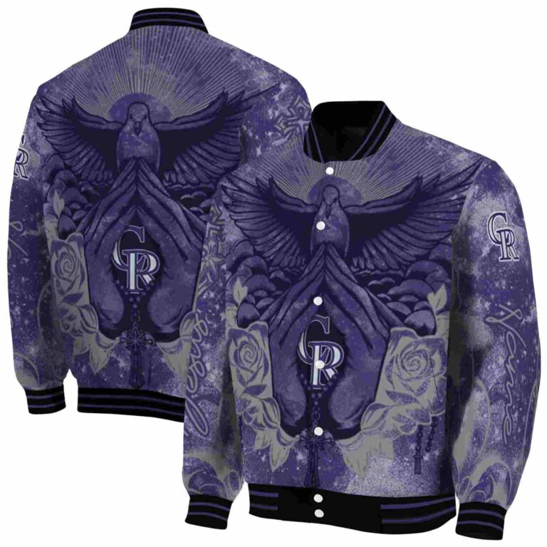 customized colorado rockies praying hands blue jacket fashion forward
