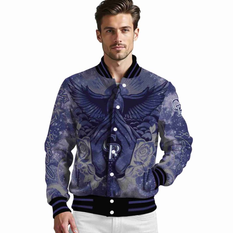 customized colorado rockies praying hands blue jacket high quality