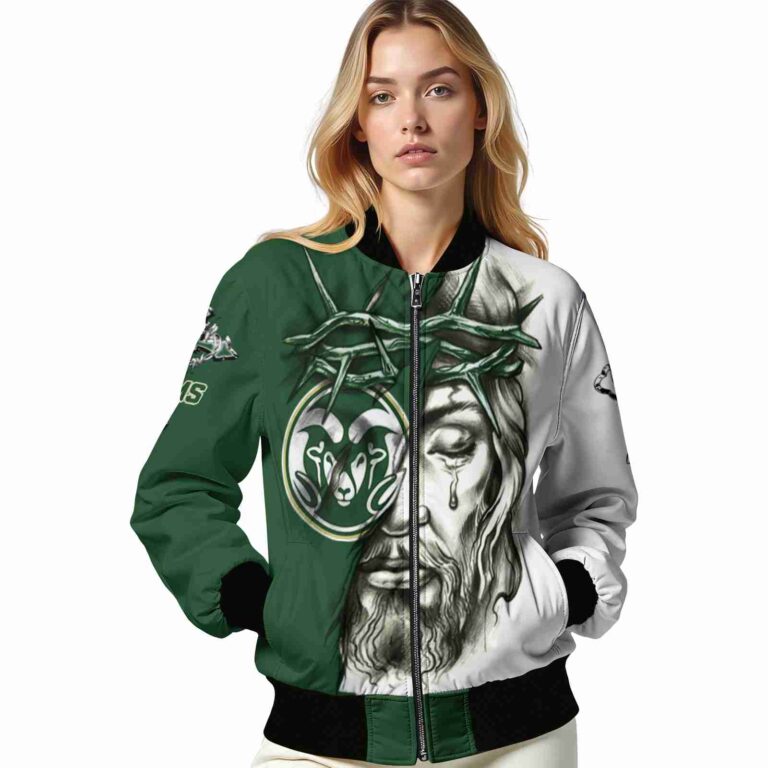 customized colorado state rams jesus tears green white jacket latest model