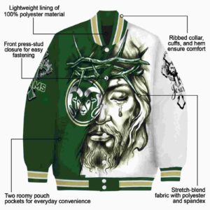 customized colorado state rams jesus tears green white jacket new arrival