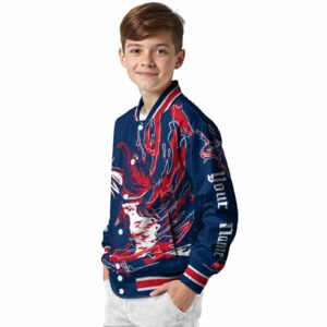 customized columbus blue jackets fishing passion navy blue white jacket trendy