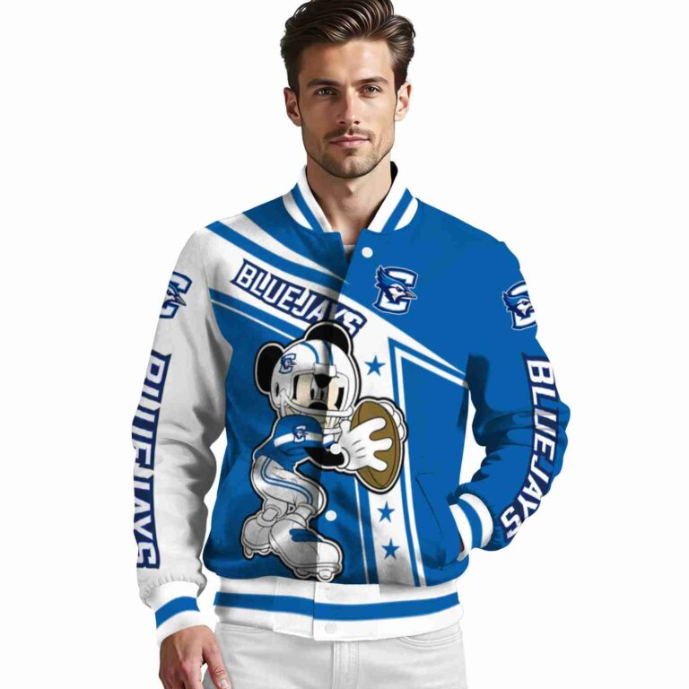 customized creighton bluejays mickey football blue white jacket high quality