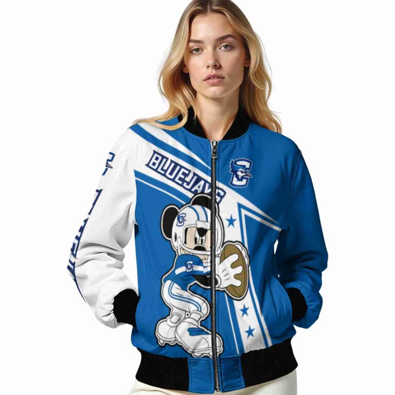 customized creighton bluejays mickey football blue white jacket latest model