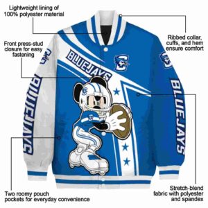 customized creighton bluejays mickey football blue white jacket new arrival