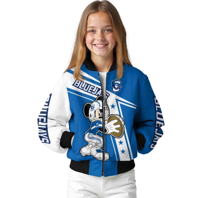 customized creighton bluejays mickey football blue white jacket top rated