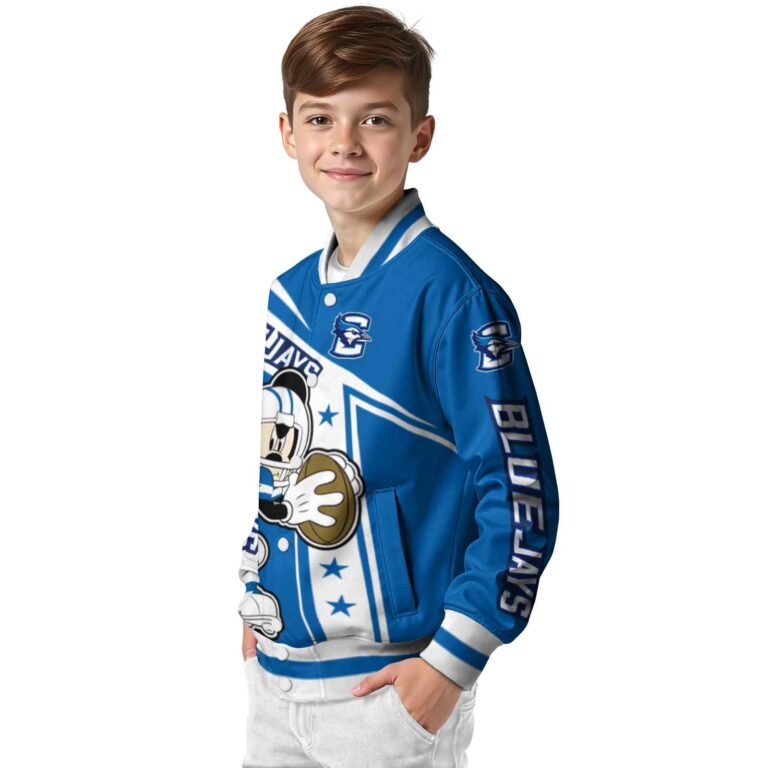 customized creighton bluejays mickey football blue white jacket trendy