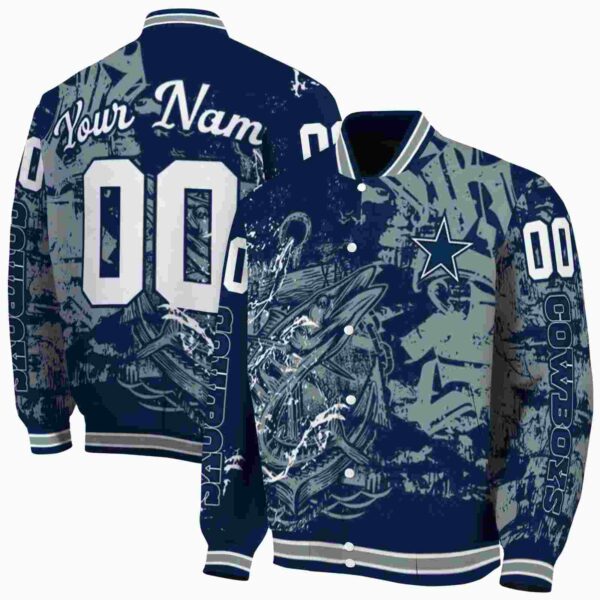 customized dallas cowboys fishing art blue jacket fashion forward