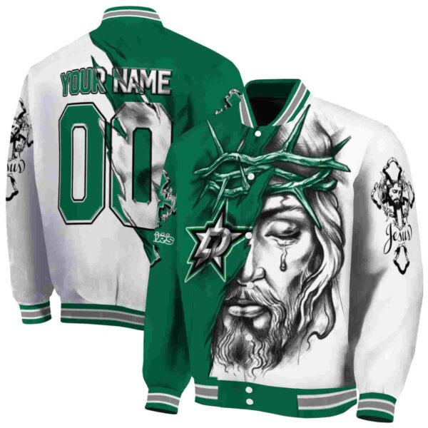 customized dallas stars jesus tears green white jacket fashion forward