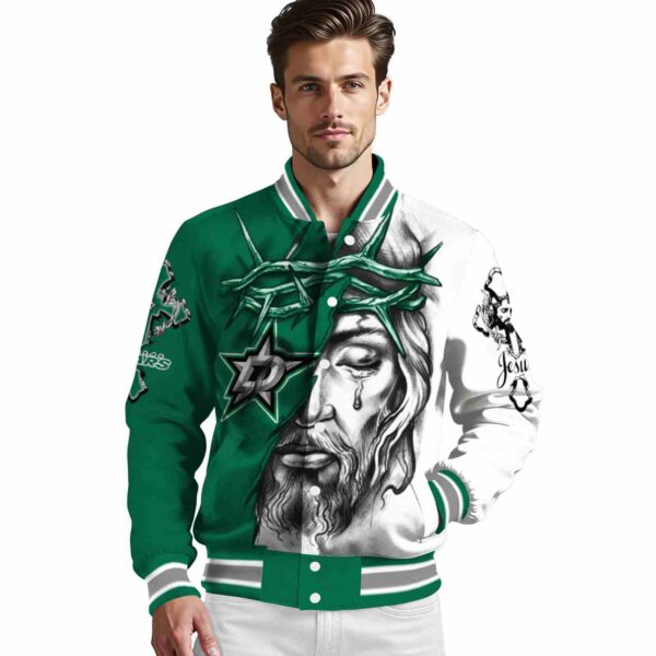 customized dallas stars jesus tears green white jacket high quality