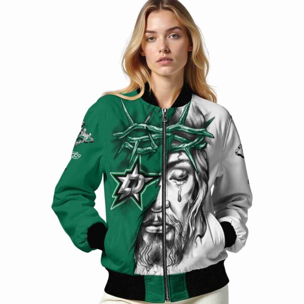 customized dallas stars jesus tears green white jacket latest model