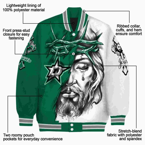 customized dallas stars jesus tears green white jacket new arrival