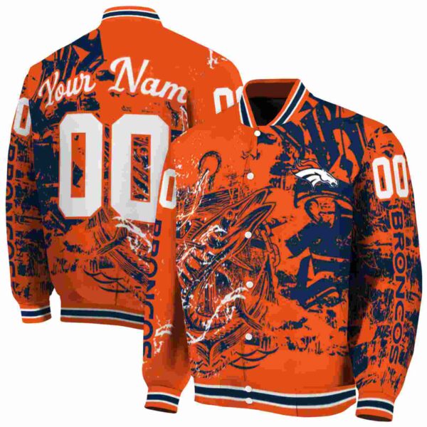 customized denver broncos fishing art orange jacket fashion forward