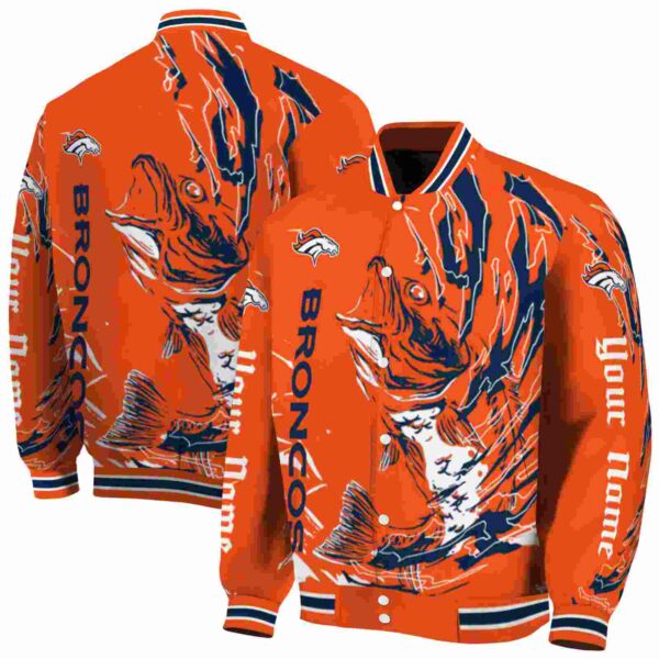 customized denver broncos fishing passion orange white jacket fashion forward