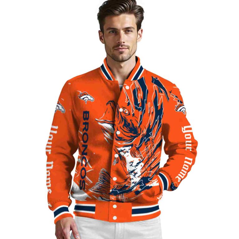 customized denver broncos fishing passion orange white jacket high quality