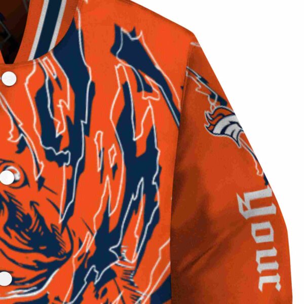 customized denver broncos fishing passion orange white jacket premium grade