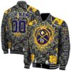 customized denver nuggets heart explosion blue jacket fashion forward