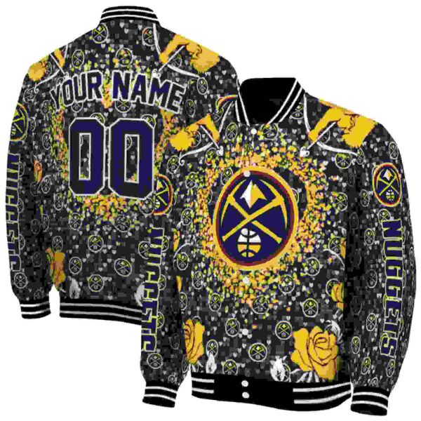 customized denver nuggets heart explosion blue jacket fashion forward