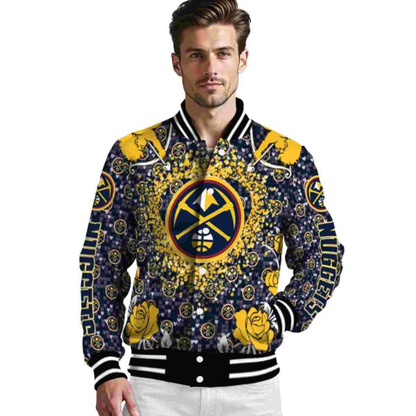 customized denver nuggets heart explosion blue jacket high quality
