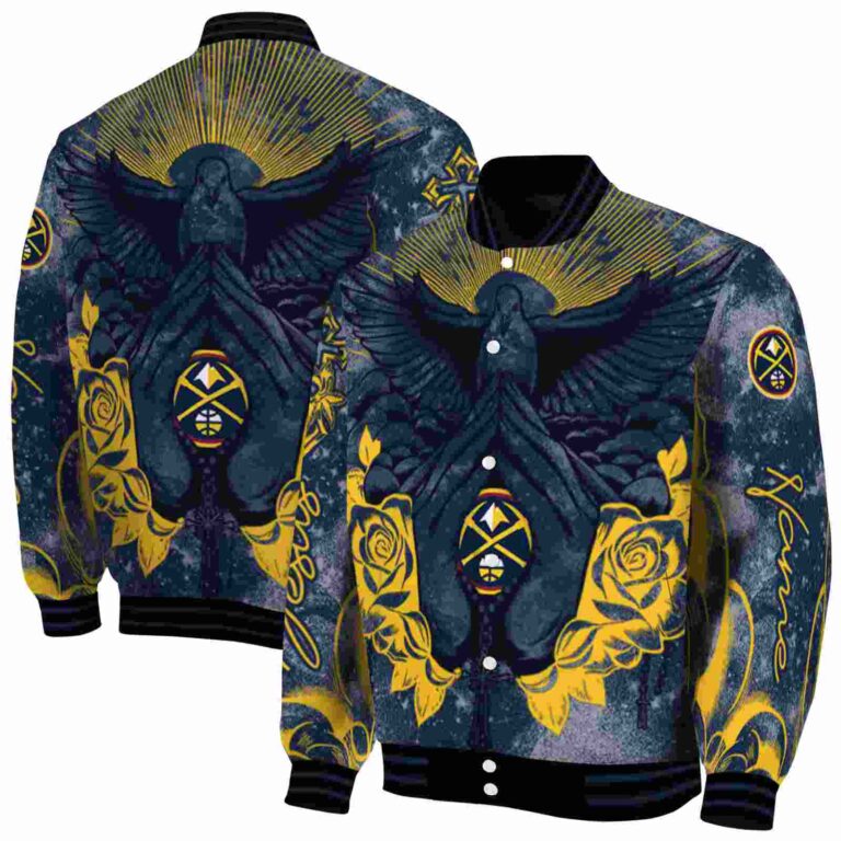 customized denver nuggets praying hands blue jacket fashion forward