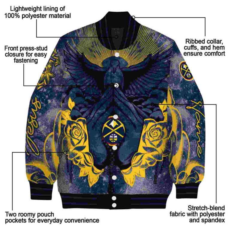 customized denver nuggets praying hands blue jacket new arrival